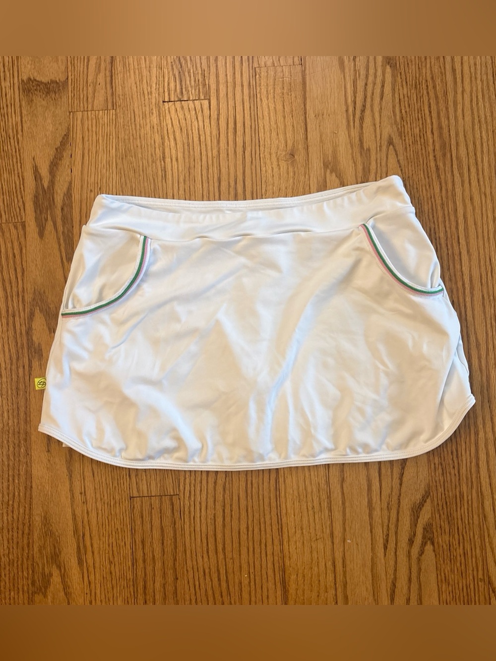 L’Oeuf Poche Tennis Skort Skirt White Pink Green Stripe Medium